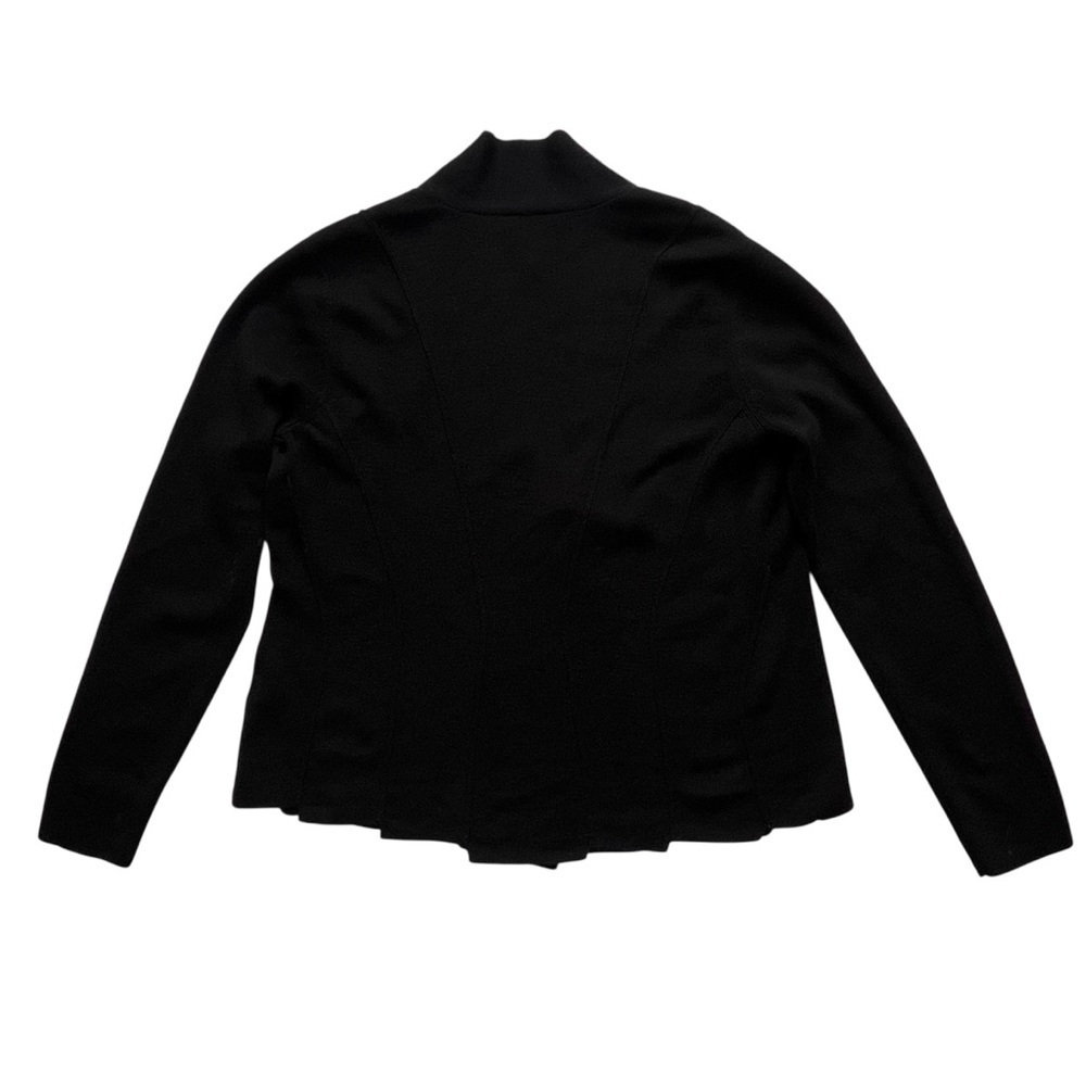 Eileen Fisher Merino Wool Step Panel Open Front Cardigan Sweater Petite S Black - Picture 4 of 8
